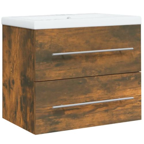 Vidaxl Meuble Lavabo Avec Bassin Intégré Chêne Fumé Bois D'ingénierie