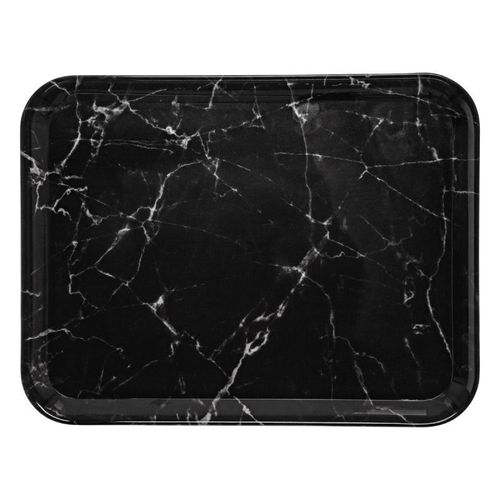 Plateau De Service Effet Marbre "Mela" 43cm Noir