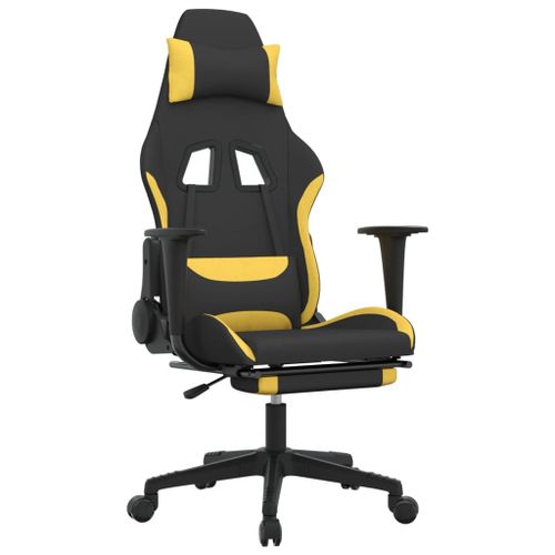 Vidaxl Chaise De Jeu De Massage Avec Repose-Pied Noir Et Jaune Tissu