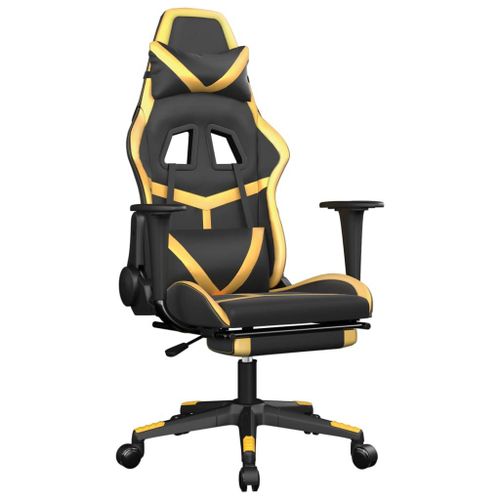 Vidaxl Chaise De Jeu De Massage Avec Repose-Pied Noir&doré Similicuir