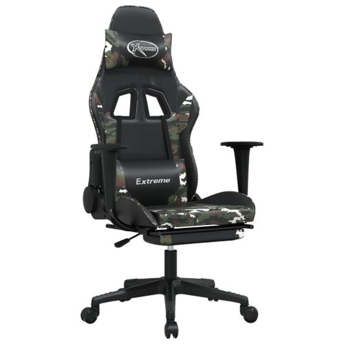 Vidaxl Chaise De Jeu De Massage Repose-Pied Noir Camouflage Similicuir