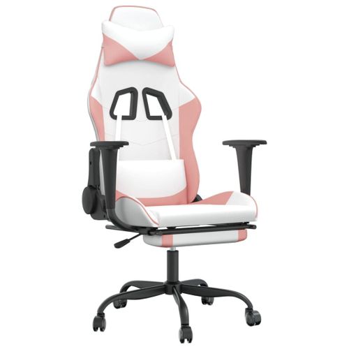 Vidaxl Chaise De Jeu Pivotante Avec Repose-Pied Blanc&rose Similicuir