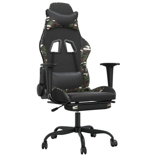 Vidaxl Chaise De Jeu De Massage Repose-Pied Noir&camouflage Similicuir