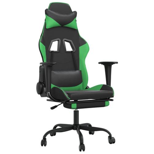 Vidaxl Chaise De Jeu De Massage Et Repose-Pied Noir Et Vert Similicuir