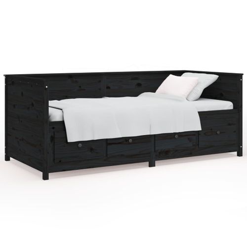 Vidaxl Lit De Jour Noir 90x190 Cm Bois De Pin Massif