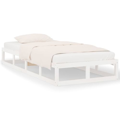 Vidaxl Cadre De Lit Blanc 90x200 Cm Bois Massif