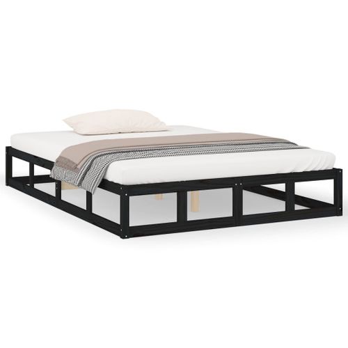 Vidaxl Cadre De Lit Noir 180x200 Cm Super King Bois Massif