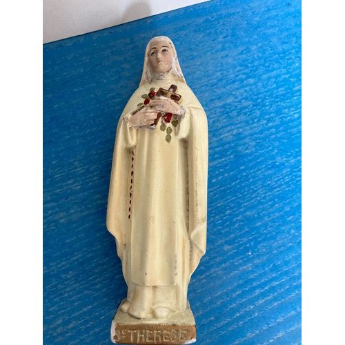 Religion statue vintage en plâtre de Sainte Thérèse