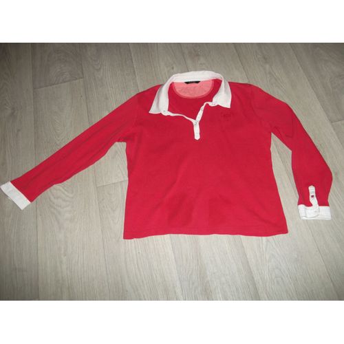 Polo Tee Shirt Burton Rouge Et Blanc Taille Xl Tbe