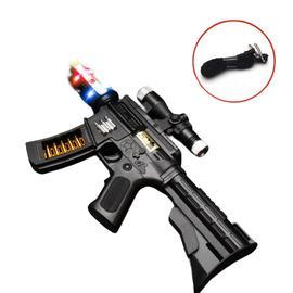 Mitrailleuse jouet lumineuse, LED cool, effet sonore et vibratoire,  pistolet mitrailleur militaire, excellent cadeau pour garçons et filles.(un  noir)