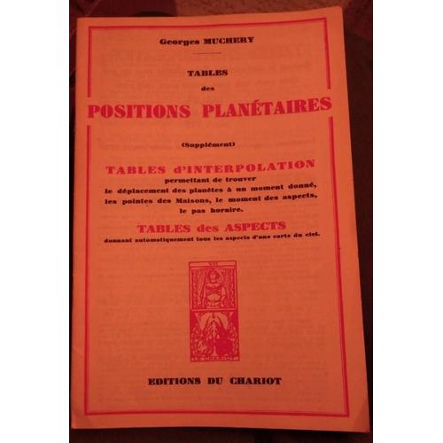 Tables Des Positions Planétaires, Georges Muchery 
