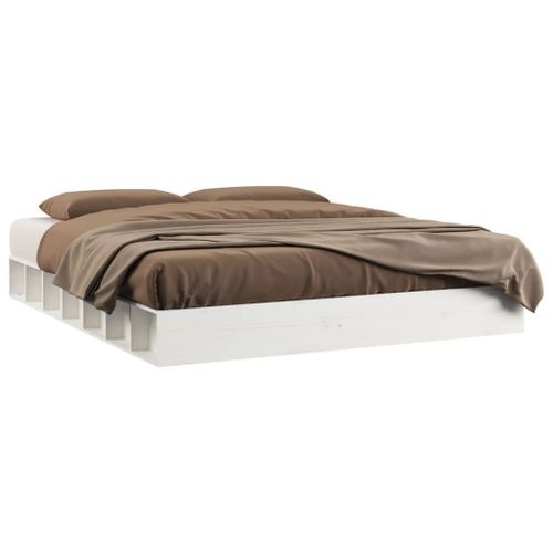 Vidaxl Cadre De Lit Blanc 180x200 Cm Super King Bois Massif