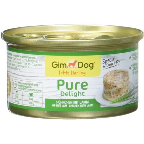 Gimdog Pure Delight Poulet L Agneau - Snack Pour Chiens Riche En Protéines La Viande Tendre Dans Une Savoureuse Gelée - 12 Boîtes 12 85 G