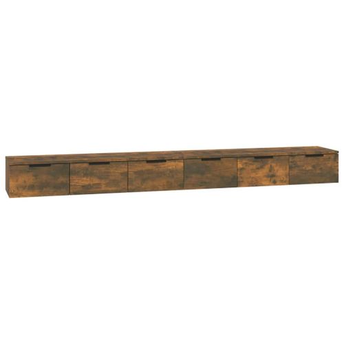 Vidaxl Armoires Murales 2pcs Chêne Fumé 102x30x20 Cm Bois D'ingénierie
