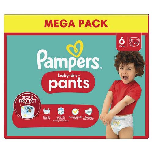 Pampers Couches Baby-Dry Pants Taille 6 Couches Le Paquet De 70 Couches