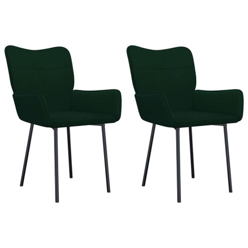 Vidaxl Chaises De Salle À Manger 2 Pcs Vert Foncé Velours