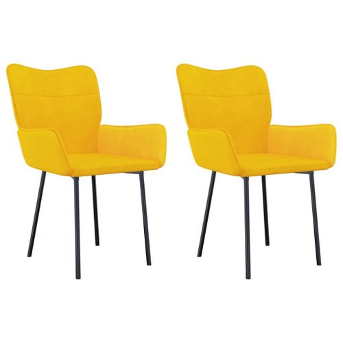 Vidaxl Chaises De Salle À Manger 2 Pcs Jaune Velours