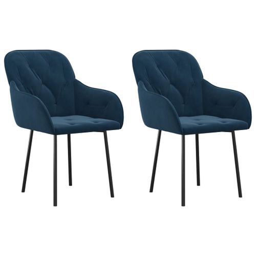 Vidaxl Chaises De Salle À Manger 2 Pcs Bleu Velours