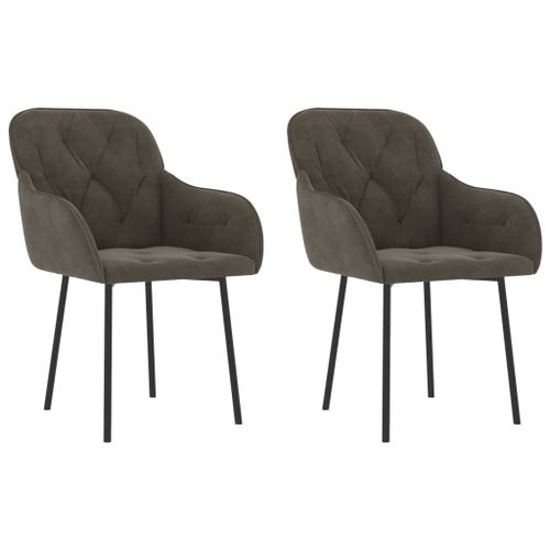 Vidaxl Chaises De Salle À Manger 2 Pcs Gris Foncé Velours