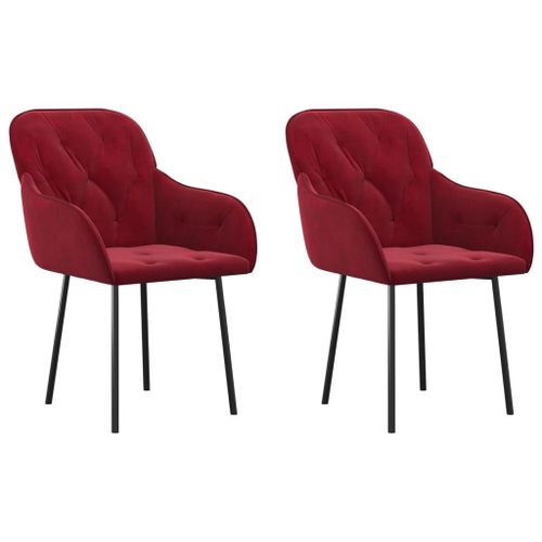 Vidaxl Chaises De Salle À Manger 2 Pcs Rouge Bordeaux Velours