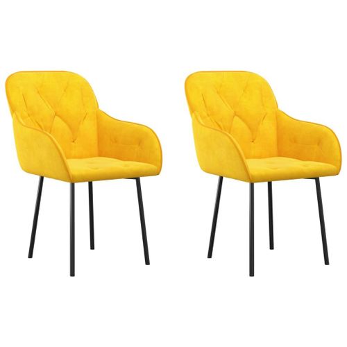 Vidaxl Chaises De Salle À Manger 2 Pcs Jaune Velours
