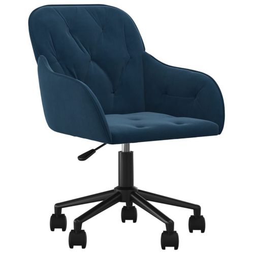 Vidaxl Chaise Pivotante De Bureau Bleu Velours