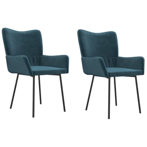 Vidaxl Chaises De Salle À Manger 2 Pcs Bleu Velours
