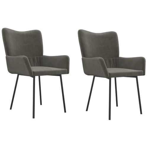 Vidaxl Chaises De Salle À Manger 2 Pcs Gris Foncé Velours
