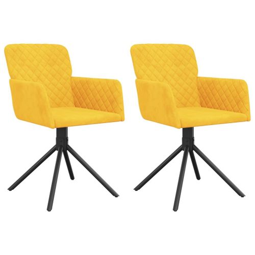 Vidaxl Chaises Pivotantes De Salle À Manger 2 Pcs Jaune Velours