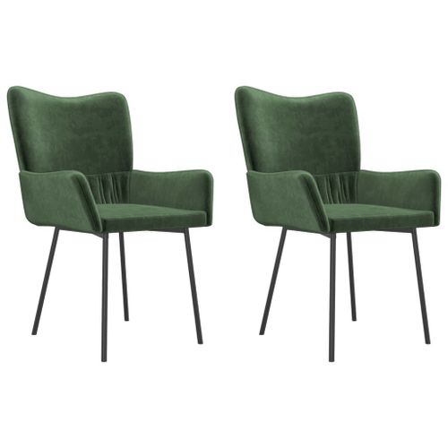 Vidaxl Chaises De Salle À Manger 2 Pcs Vert Foncé Velours