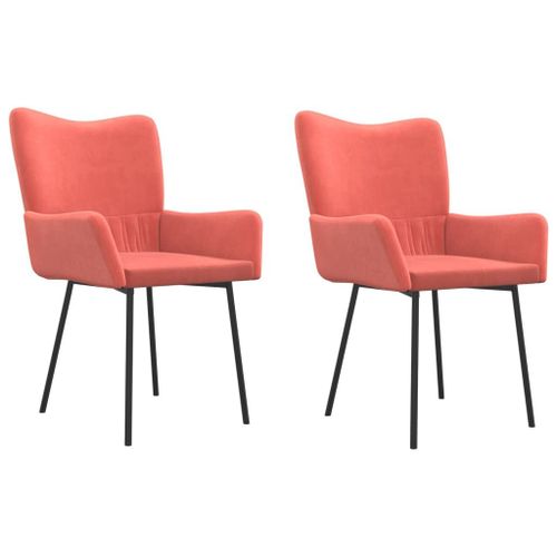 Vidaxl Chaises De Salle À Manger 2 Pcs Rose Velours