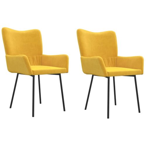 Vidaxl Chaises De Salle À Manger 2 Pcs Jaune Velours