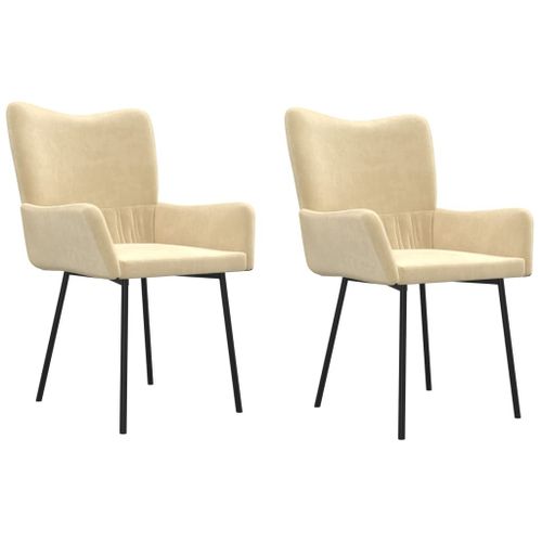 Vidaxl Chaises De Salle À Manger 2 Pcs Crème Velours