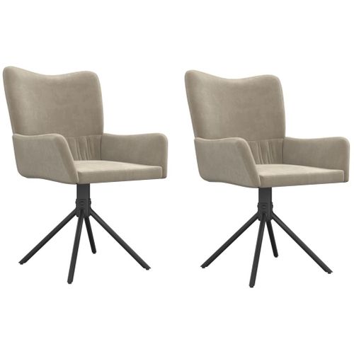 Vidaxl Chaises Pivotantes De Salle À Manger 2 Pcs Gris Clair Velours