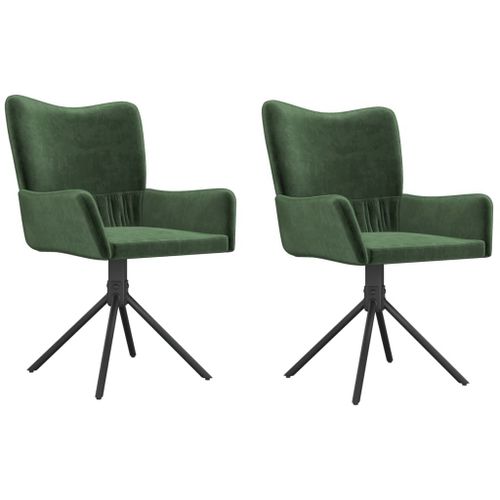 Vidaxl Chaises Pivotantes De Salle À Manger 2 Pcs Vert Foncé Velours