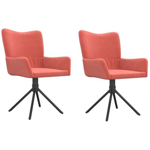 Vidaxl Chaises Pivotantes De Salle À Manger 2 Pcs Rose Velours