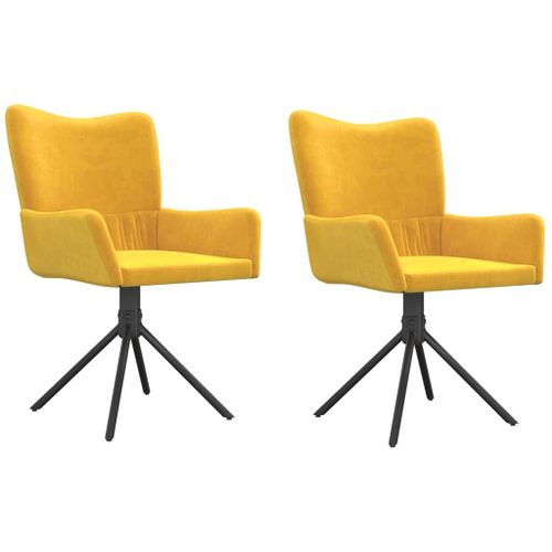 Vidaxl Chaises Pivotantes De Salle À Manger 2 Pcs Jaune Velours