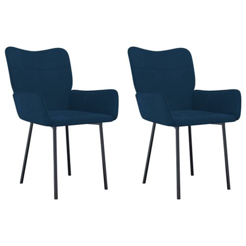 Vidaxl Chaises De Salle À Manger 2 Pcs Bleu Velours