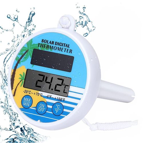 Thermomètre solaire pour piscine - Thermomètre flottant - Thermomètre numérique LCD - Facile à lire Pour piscine extérieure et intérieure Spas