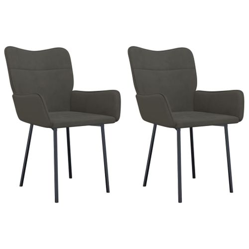 Vidaxl Chaises De Salle À Manger 2 Pcs Gris Foncé Velours
