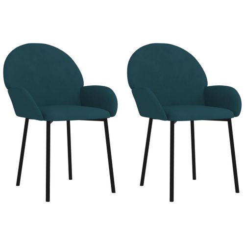 Vidaxl Chaises De Salle À Manger 2 Pcs Bleu Velours