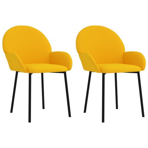 Vidaxl Chaises De Salle À Manger 2 Pcs Jaune Velours