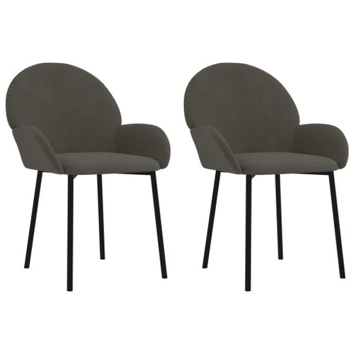 Vidaxl Chaises De Salle À Manger 2 Pcs Gris Foncé Velours