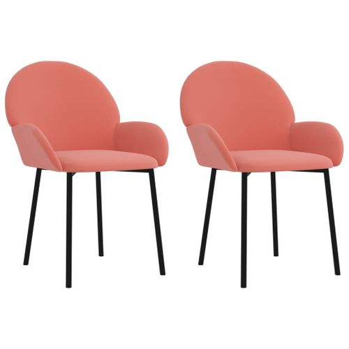 Vidaxl Chaises De Salle À Manger 2 Pcs Rose Velours