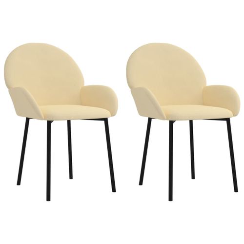 Vidaxl Chaises De Salle À Manger 2 Pcs Crème Velours