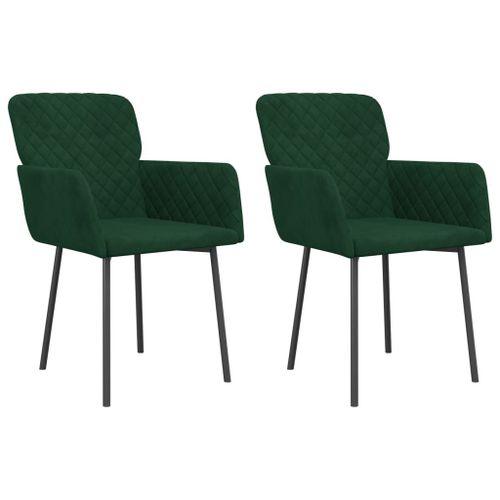 Vidaxl Chaises De Salle À Manger 2 Pcs Vert Foncé Velours