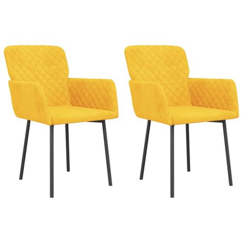 Vidaxl Chaises De Salle À Manger 2 Pcs Jaune Velours