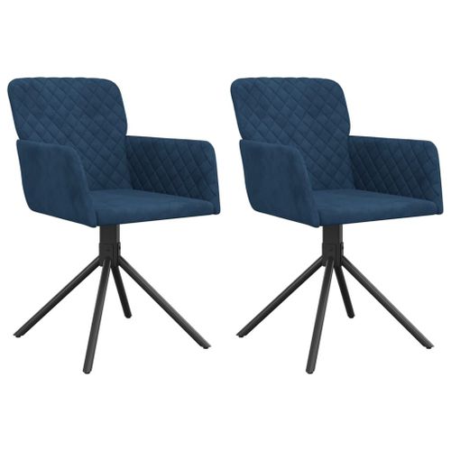 Vidaxl Chaises Pivotantes De Salle À Manger 2 Pcs Bleu Velours