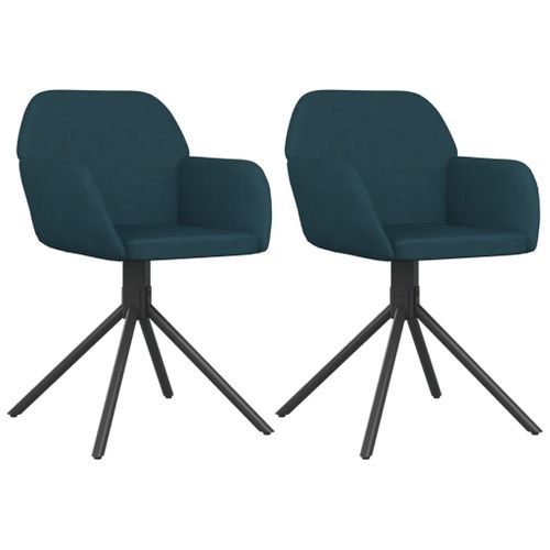 Vidaxl Chaises Pivotantes De Salle À Manger 2 Pcs Bleu Velours