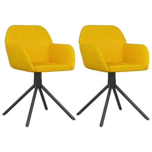Vidaxl Chaises Pivotantes De Salle À Manger 2 Pcs Jaune Velours